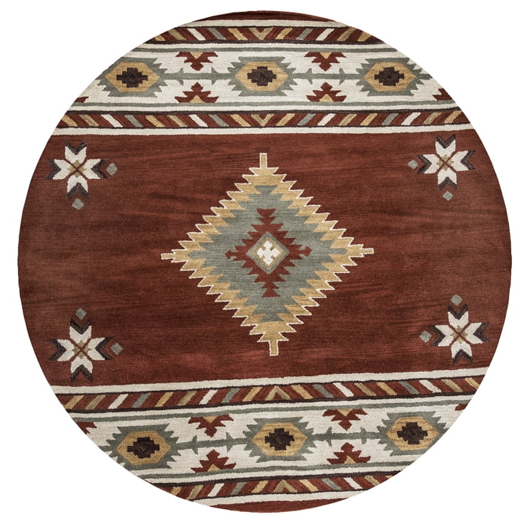 Rizzy Rugs Southwest Area Rug SU1822 Rust Jagged Star 8' x 8
