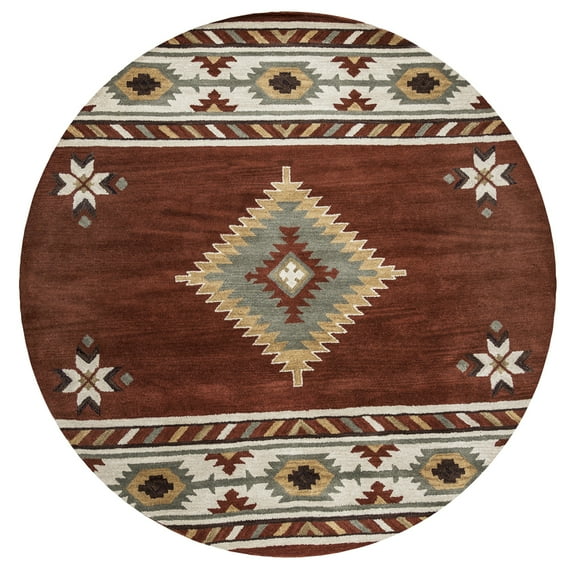 Rizzy Rugs Southwest Area Rug SU1822 Rust Jagged Star 8' x 8' Round