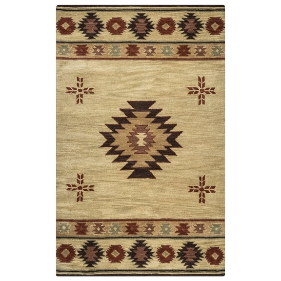 Rizzy Rugs Southwest Area Rug SU2007 Khaki Petals Shapes 6' 6" x 9' 6" Rectangle