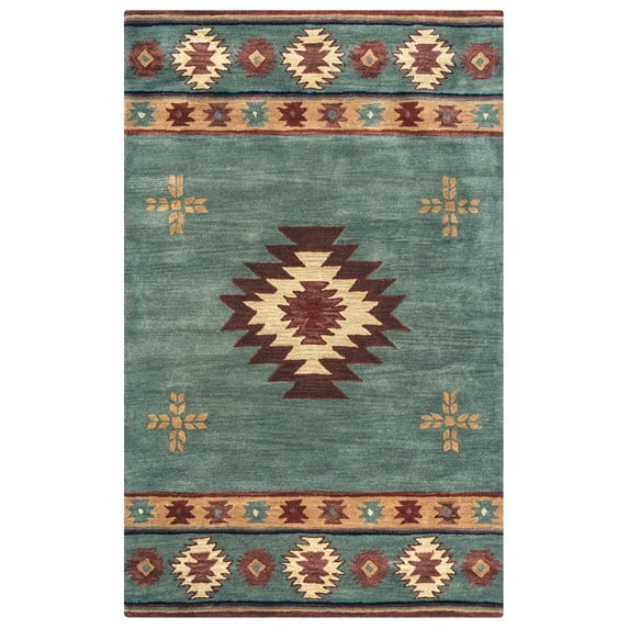 Rizzy Rugs Southwest Area Rug SU2008 Gray Blue Jagged Shapes 2' 6" x 10' Rectangle