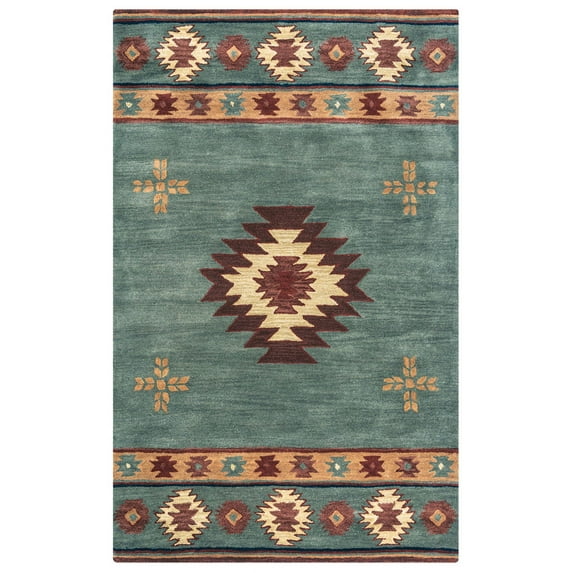 Rizzy Rugs Southwest Area Rug SU2008 Gray Blue Jagged Shapes 2' 6" x 8' Rectangle