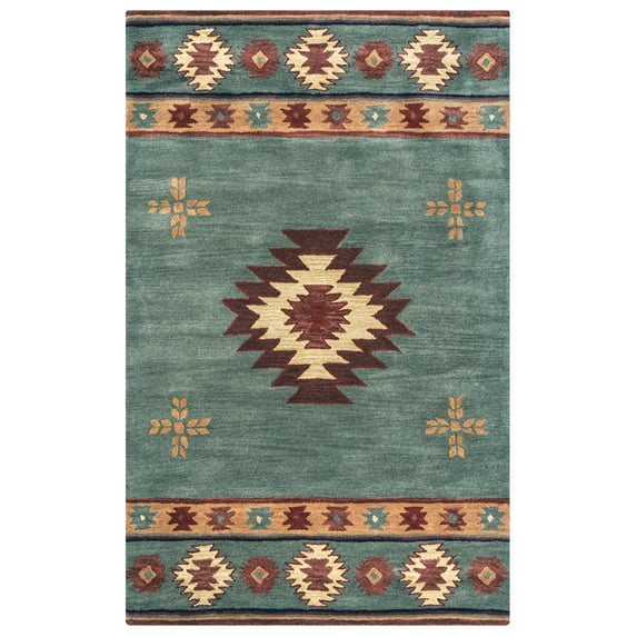 Rizzy Rugs Southwest Area Rug SU2008 Gray Blue Jagged Shapes 5' x 8' Rectangle