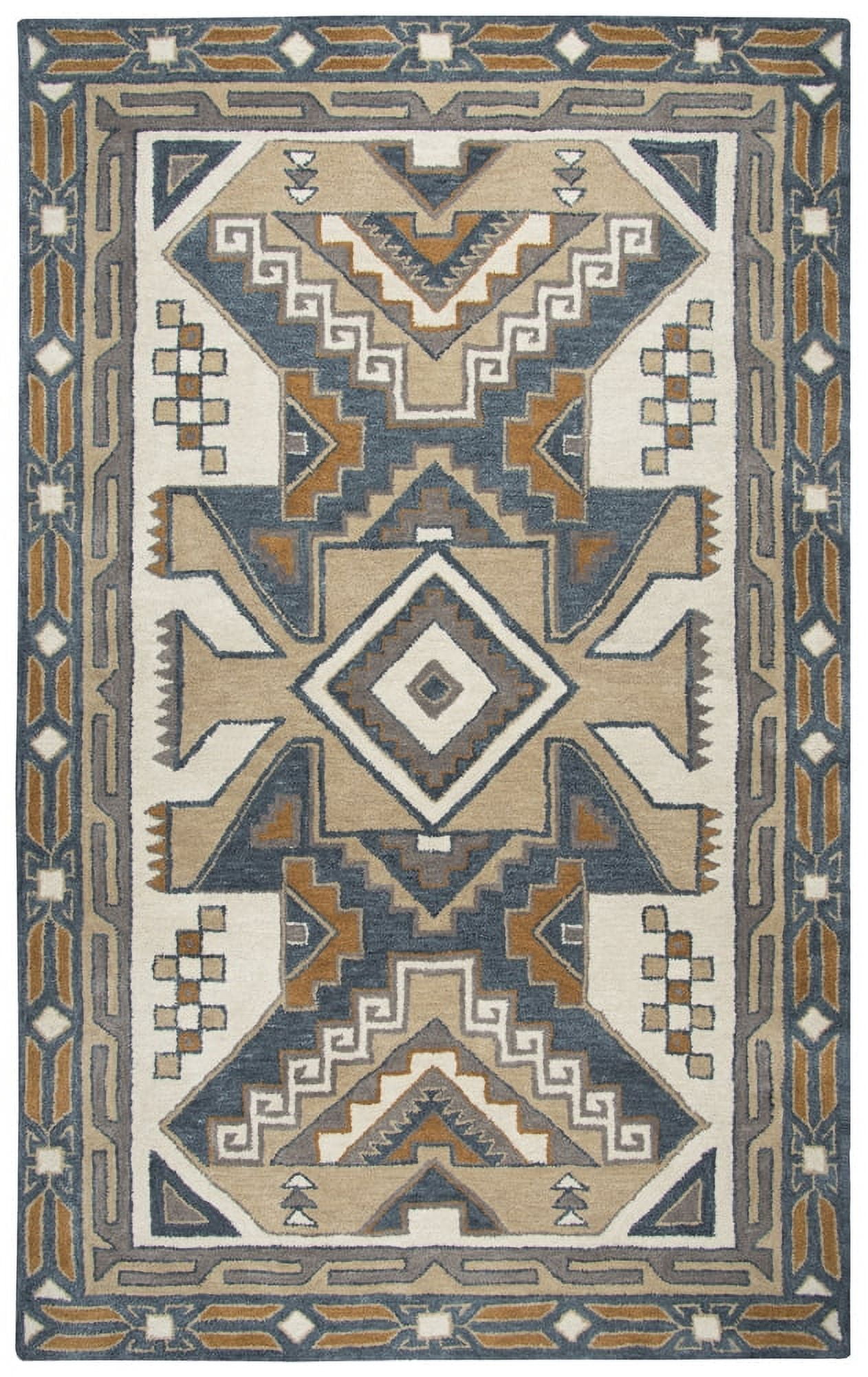 Gray Geometric Handmade Wool 5' x 8' Area Rug