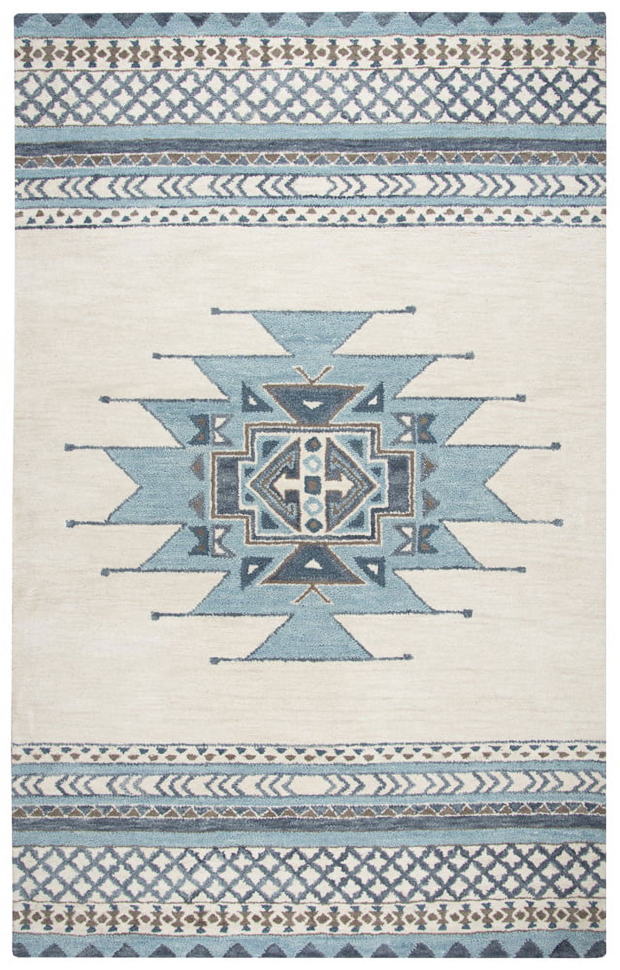 Angled Shower Rugs Rizzy Rugs Southwest Area Rug SU567A Blue Angled Lines 8' x 8' Round ...