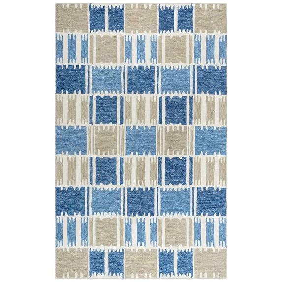 Rizzy Rugs Tetra Area Rug TET102 Blue/Beige Squares Blocks 7' 9" x 9' 9" Rectangle