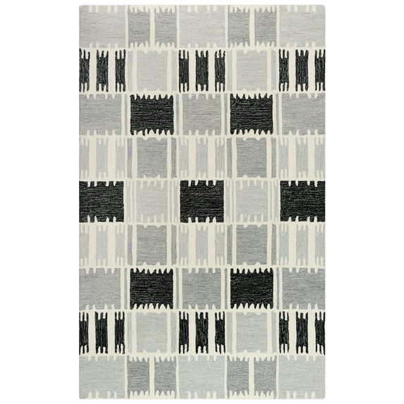 Rizzy Rugs Tetra Area Rug TET103 Gray Lines Squares 5' x 8' Rectangle