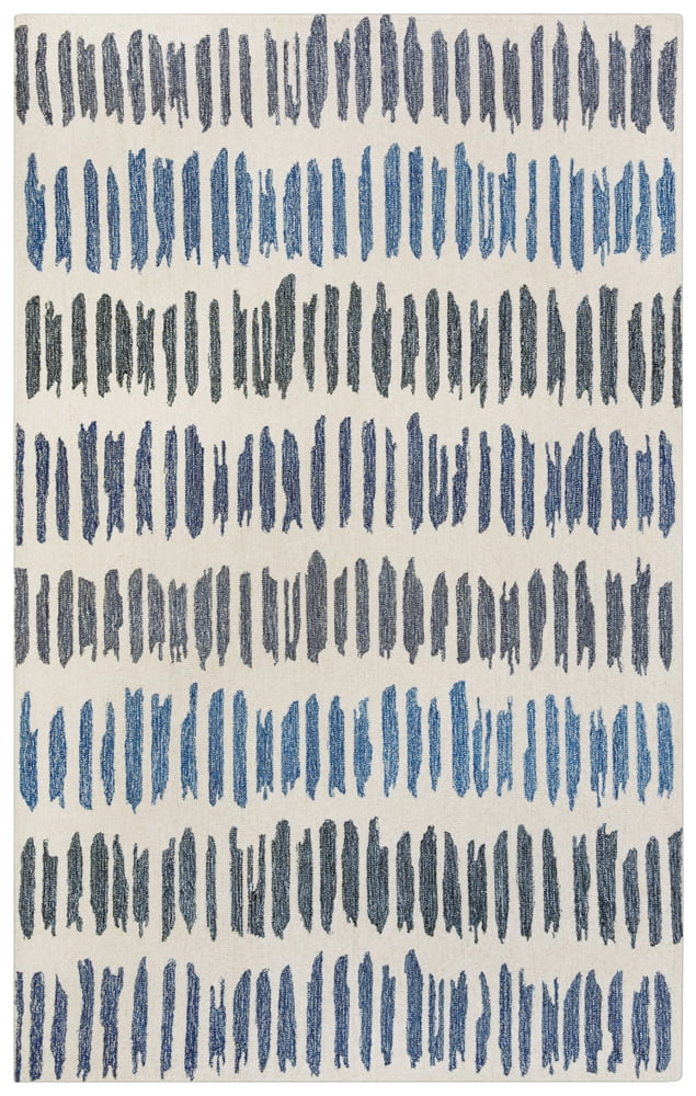 Rizzy Rugs Tetra Area Rug TET109 Ivory/Blue Scratches Jagged 7' 9" x 9' 9" Rectangle