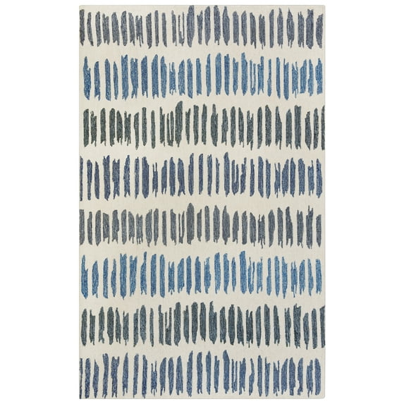 Rizzy Rugs Tetra Area Rug TET109 Ivory/Blue Scratches Jagged 7' 9" x 9' 9" Rectangle