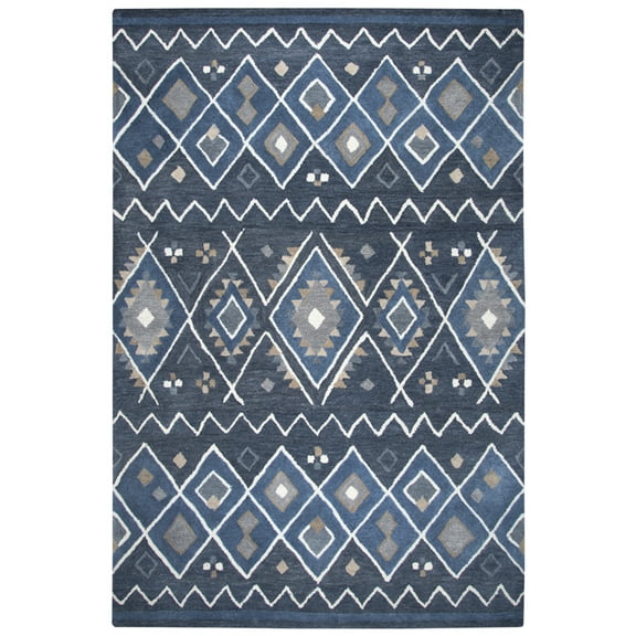 Rizzy Rugs Tumble Weed Loft Area Rug TL647A Indigo Zig Zag Rows 8' x 10' Rectangle