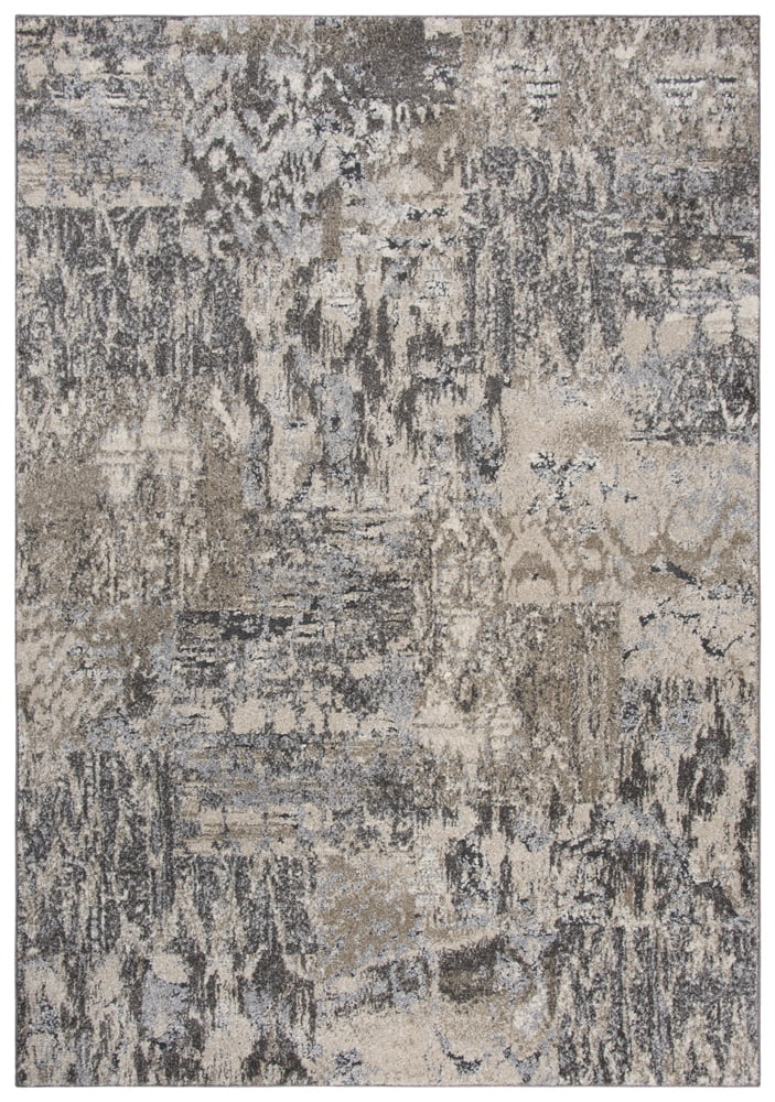 Gray and Beige Hand-knotted Wool Rectangular Area Rug 4' x 6'