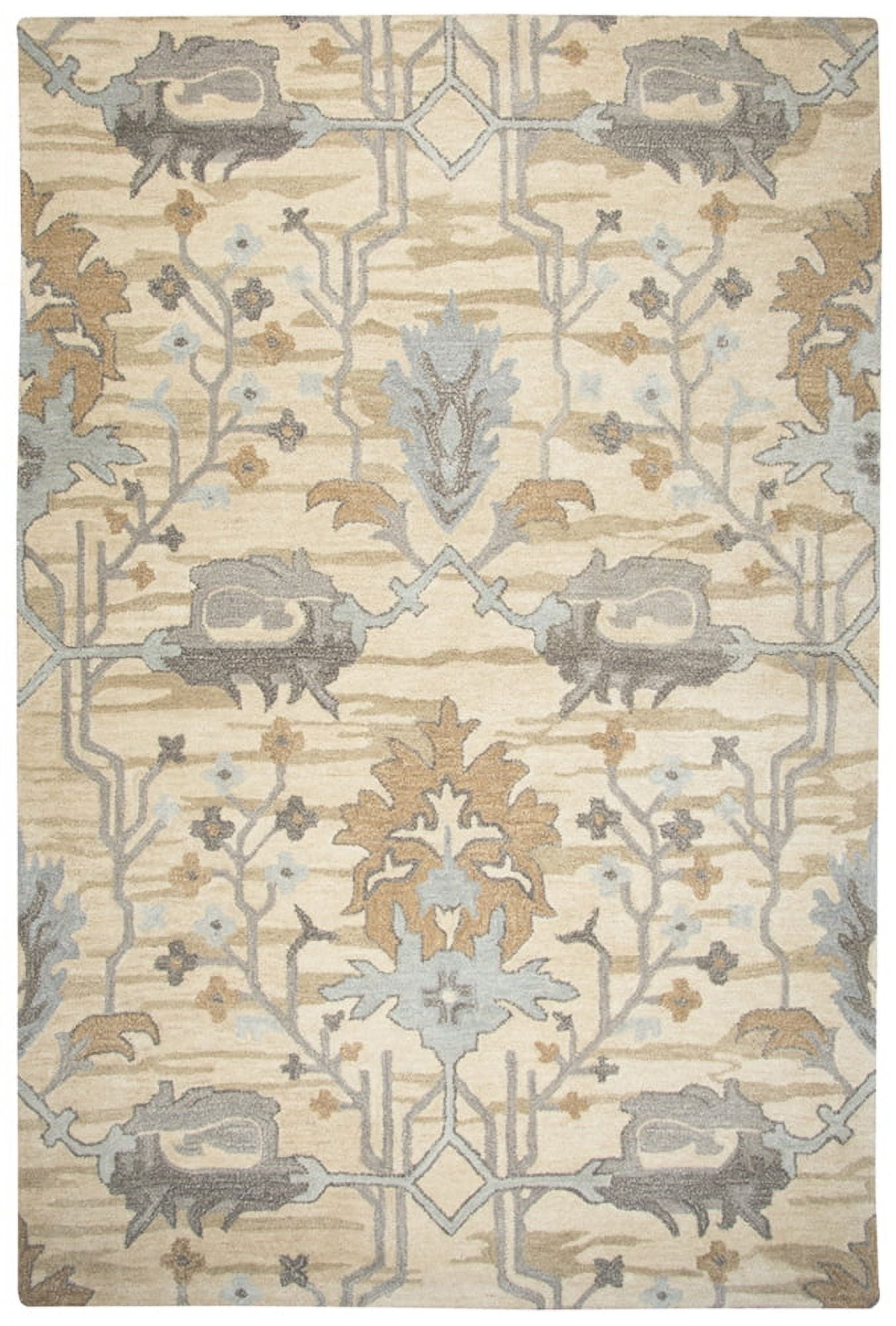 Hand-Tufted Gray Wool Rectangular Office Rug 5' x 8'