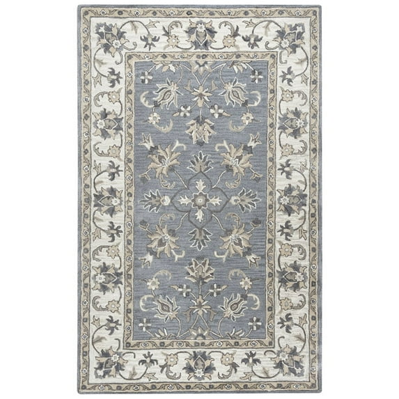 Rizzy Rugs Valintino Area Rug VN9658 Gray Petals Vines 6' 6" x 9' 6" Rectangle