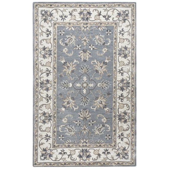 Rizzy Rugs Valintino Area Rug VN9658 Gray Petals Vines 8' x 8' Round
