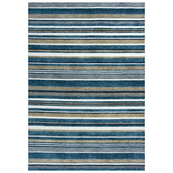 Rizzy Rugs Villa Area Rug VLA101 Teal Lines Banded 8' 6" x 11' 6" Rectangle