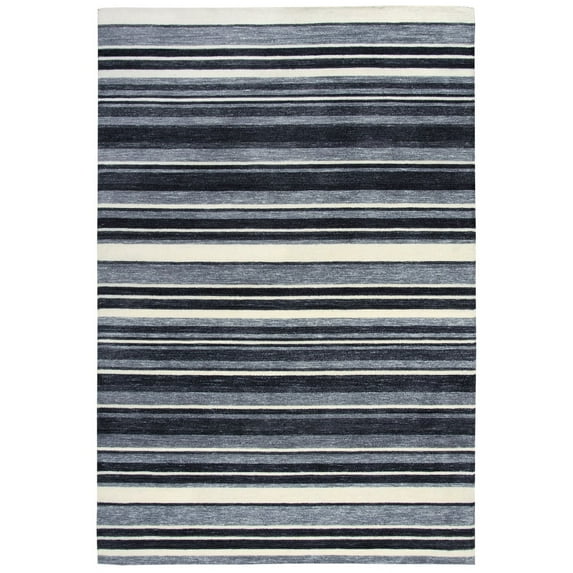 Rizzy Rugs Villa Area Rug VLA103 Charcoal/Gray Banded Rows 7' 6" x 9' 6" Rectangle