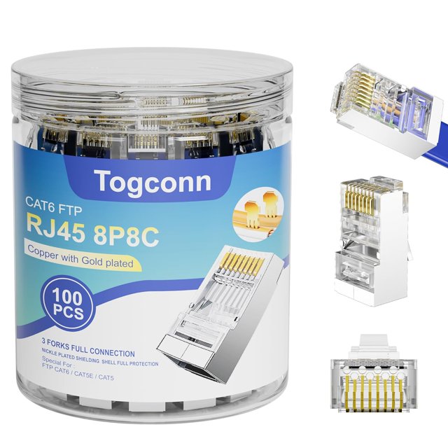 Rj45 Cat6 Connectors, 100Pack Cat 6A Cat 6 Ends, Cable Crimp