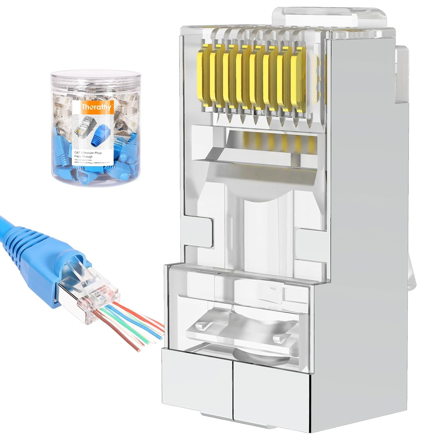 Rj45 Connectors, Cat6 Shielded Rj45 Pass Through Connectors, Supports