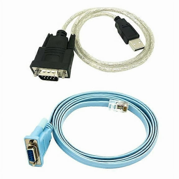 RJ45 Network Cable Serial Cable Rj45 to DB9 and RS232 to USB (2 in 1) CAT5 Ethernet Adapter LAN Con