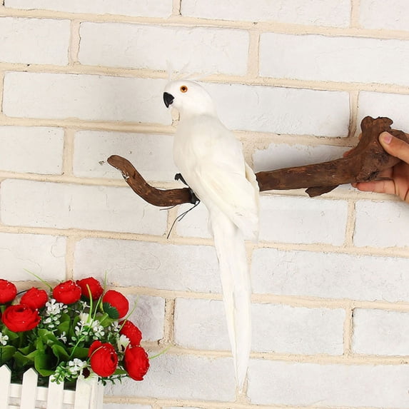 RjnShan Fake Birds Figurines Cute Parrot Decor, Bird Ornaments for Table Shelf, Artificial Birds Farmhouse Home Garden Decorations E