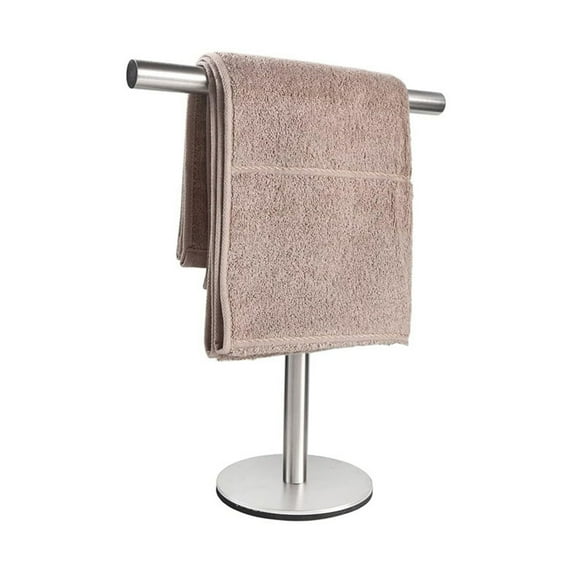 RjnShan T-Shape Bath Hand Towel Holder Stand, Stainless Steel Free Standing Hand Towel Rack with Heavy Base for Bathroom Kitchen & Countertop