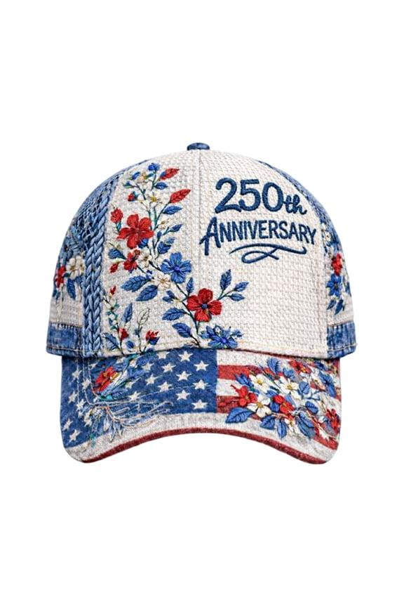 United States 250th Anniversary Commemorative Cap Unisex Adjustable Embroidered Print Patriotic Theme Baseball Hat F