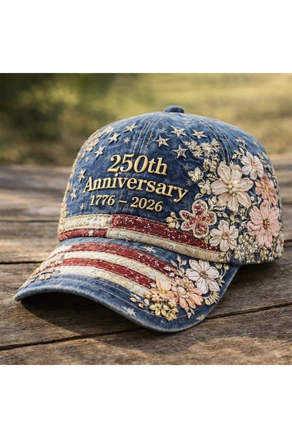 United States 250th Anniversary Commemorative Cap Unisex Adjustable Embroidered Print Patriotic Theme Baseball Hat