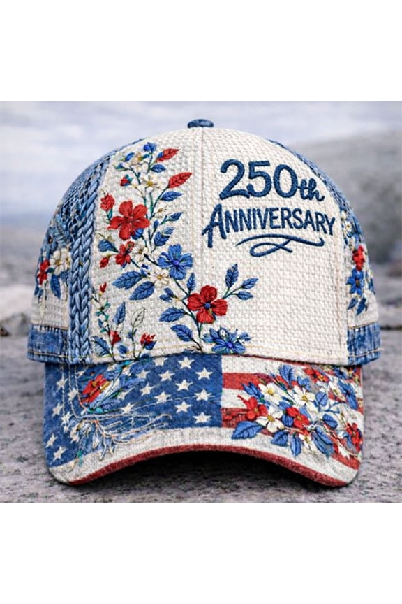 United States 250th Anniversary Commemorative Cap Unisex Adjustable Embroidered Print Patriotic Theme Baseball Hat