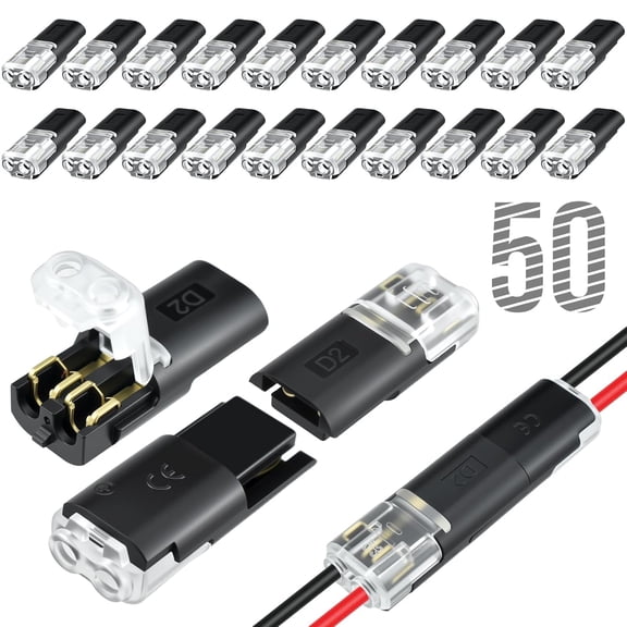 RjnShan Wire Quick Connectors, 50Pcs Wire Connectors No Stripping and No Soldering