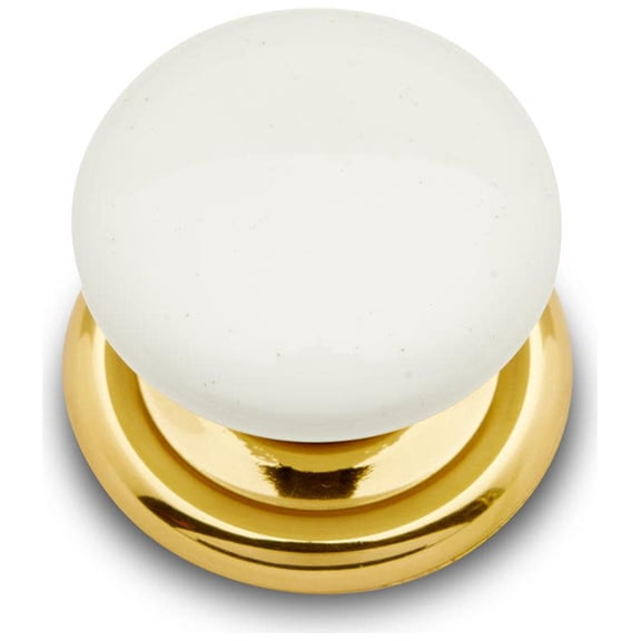 Rk International CK 312 Porcelain 1-1/4" Round Classic Flat Mushroom Cabinet Knob - White