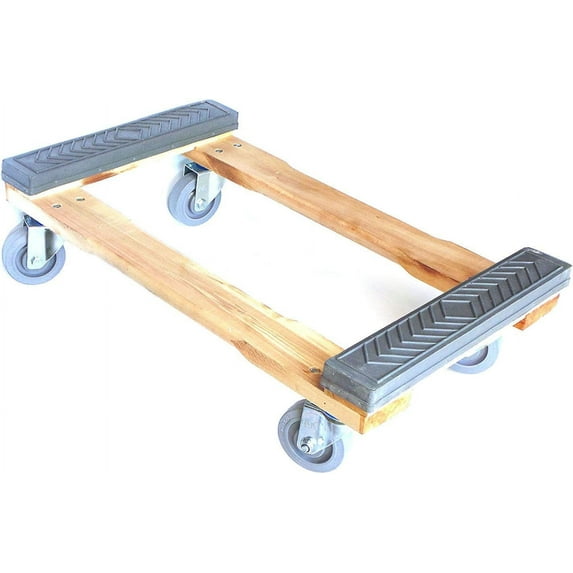 Rk Safety Dolly Cart, 30"X17" Hardwood Rubber End Dolly, 1200lbs Capacity Rubber Dolly with Break 4" inch 4 Wheel
