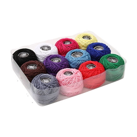 Rkxzt 12 Colors Lace Stitch Thread,Hand Ball Artificial Silk Solid Color Embroidery Thread Box for Crafts,Sewing,and Diy Projects