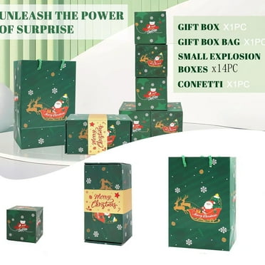 Rkxzt 14PCS Christmas Gifts Boxes Surprise Gift Box Money Holder Xmas Surprise Explosion Folding Bouncing Gift Boxes Pop-Up Explosion Gift Box for Money and Birthday (14PCS Bounce Boxes, Green)