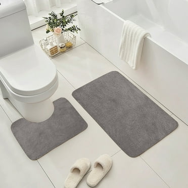 Rkxzt 2-Piece Bathroom Floor Mats,Solid Color Non-Slip Absorbent Toilet Mat,Quick-Drying Bathroom Foot Mat for Home & Kitchen,Anti-Dirty Carpet