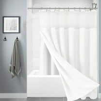 Rkxzt 3-in-1 Weave Shower Curtain and Clear Liner Set-Heavy Duty Bathroom Shower Curtain,Double-Sided Polyester Fabric Shower Curtain with Hooks