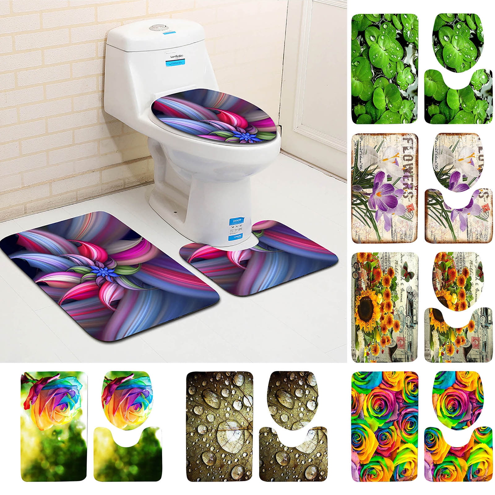 Bathroom Rug Sets With Toilet Tank Cover