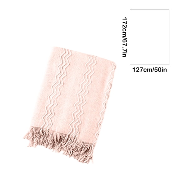 Rkxzt Acrylic Blanket Solid Color Tassel Knitted Blanket 67.72 x 50 Inches Acrylic Sofa Throw for Bed or Couch Cozy Decor Bedding|Acrylic,Pink