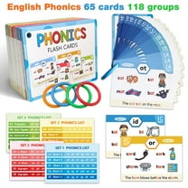 Rkxzt Alphabet Learning Cards,Phonics Flash Cards Set 65 Cards Learn to Read Blends Long Vowels Digraphs Sounds for Minors 4-8 School