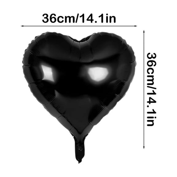 Rkxzt Aluminum Film Balloon Set,Heart Shaped Foil Balloons 10 Pack for Party Decorations with Ribbon and Straw,Party Supplies|Plastic,Black