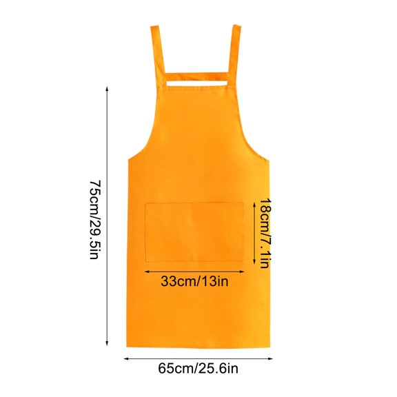 Rkxzt Apron,H Back Style Apron with Pocket Adjustable Large Size Kitchen Cooking Baking Gardening 75x65cm,Aprons|Cotton,Orange