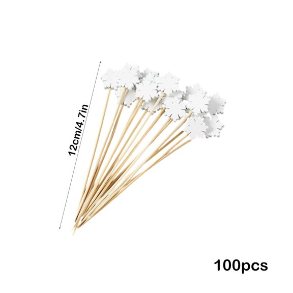 Rkxzt Bamboo Sticks White Christmas Tree Snowflake Bamboo Fruit Picks for