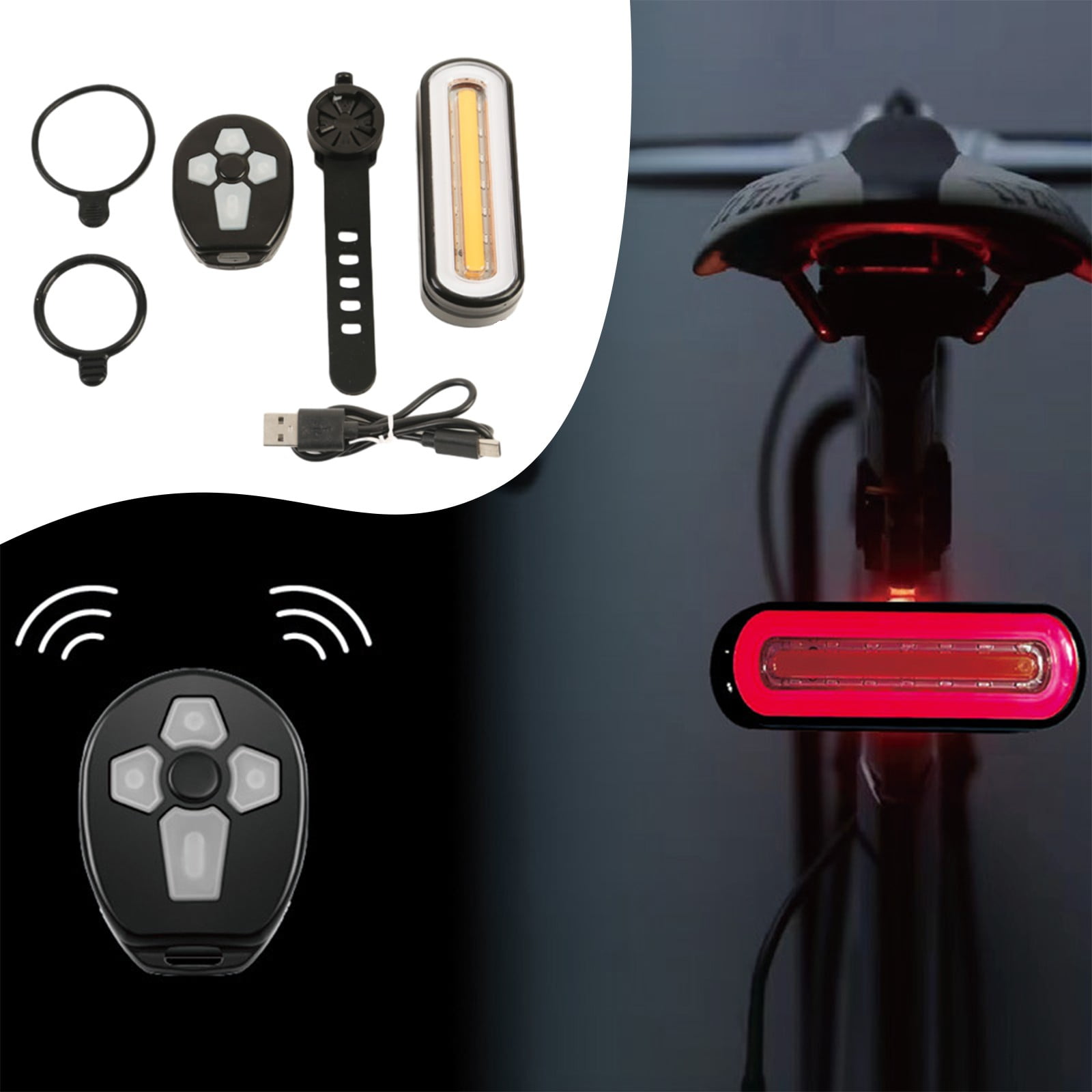 Rkxzt Bicycle Turn Signal Taillights Wireless Remote Control USB