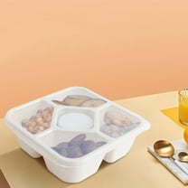 Rkxzt Cereal Bowls,Bento Box Snack Container 5 Compartment Reusable Lunchable Meal Prep For School Travel,Bento Boxes|Plastic,Beige