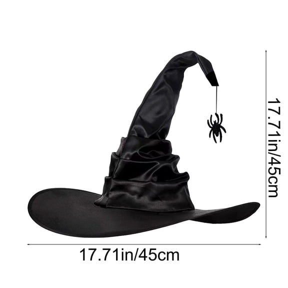Rkxzt Cloth Hat Witch Hat for Women Black Pleated Wide Brim Pointed Headdress Costume Accessory Foldable,Holiday Products|Cloth,Black