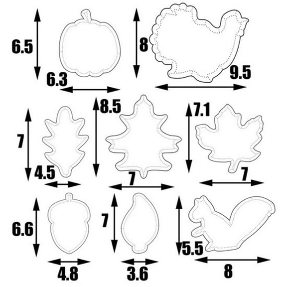 Rkxzt Cookie Cutters Thanksgiving Cookie Cutters 8 PCS Stainless Steel Molds Set with Turkey Leaf Shapes,Holiday Products|Metal,Silvery
