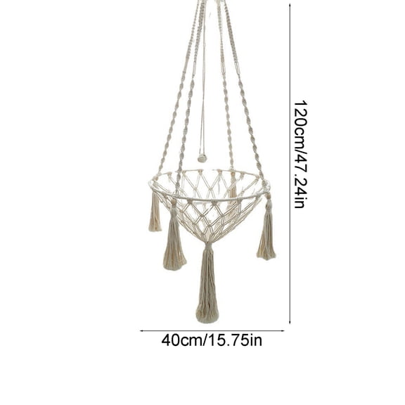 Rkxzt Cotton Rope Cat Hammock Hand Woven Bohemian Cat Hammock with Hanging Kit White Macrame Kitten Bed 47.24x15.75x15.75in Indoor Pet Swing Basket