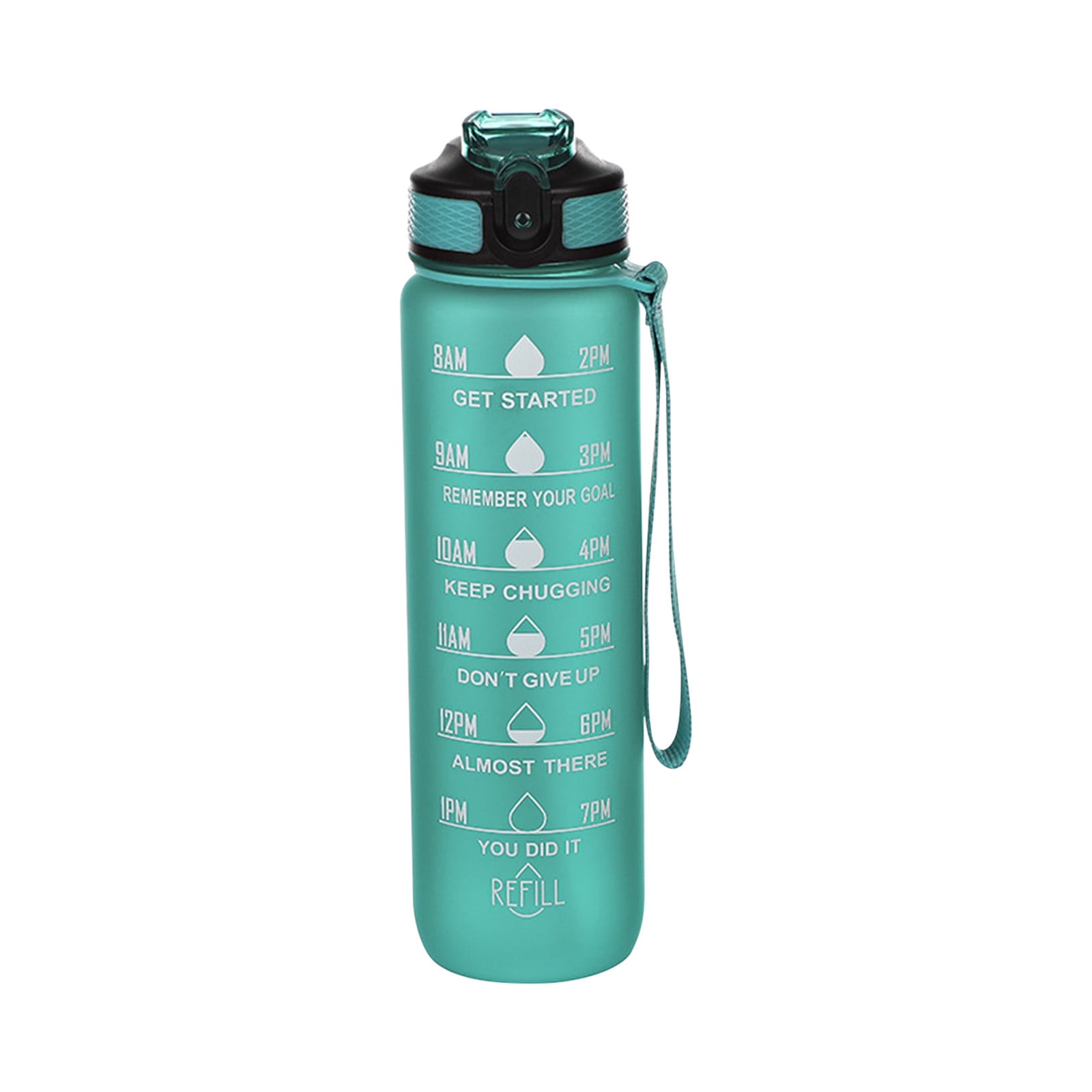 NAVTUE 16oz Motivational Water Bottle With Time Marker - BPA Free Tritan, Leakproof, Wide Mouth, Carry Strap - View #12