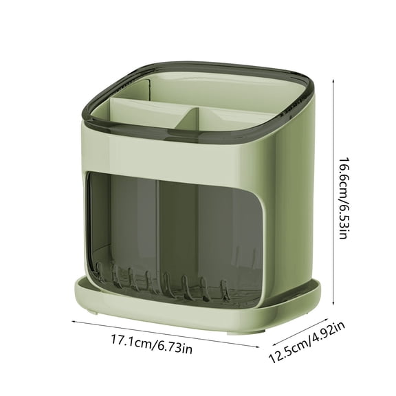 Rkxzt Cutlery Storage Box Chopstick Storage Box Kitchen Large Capacity Drainage Organizer Tube with Tilt Base Easy Clean 6.73x6.53x4.92in White or Green