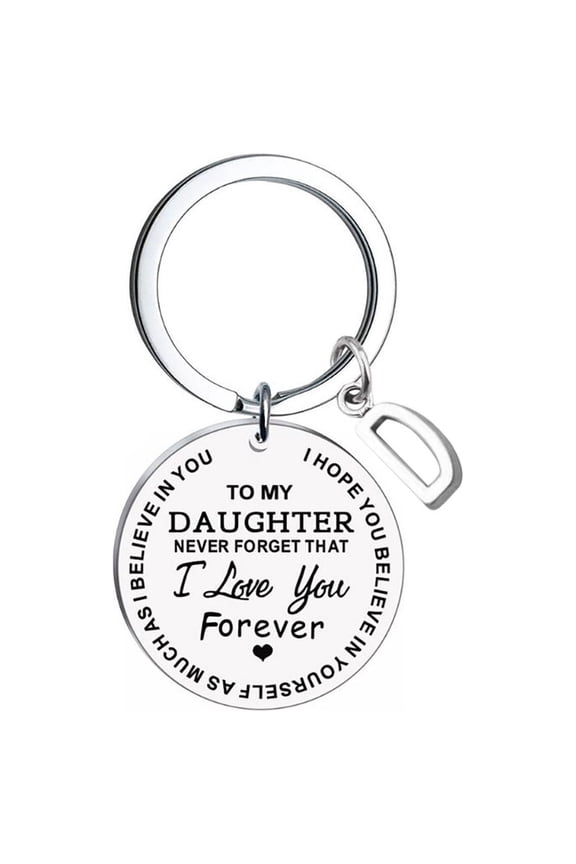 Diy to My Daughter Stainless Steel Keychain - Custom Last Name Keychain,Personalized 26 Letter Keyring,Sentimental Gift for Daughter