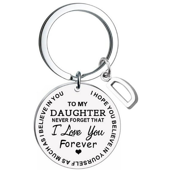 Rkxzt Diy to My Daughter Stainless Steel Keychain - Custom Last Name Keychain,Personalized 26 Letter Keyring,Sentimental Gift for Daughter