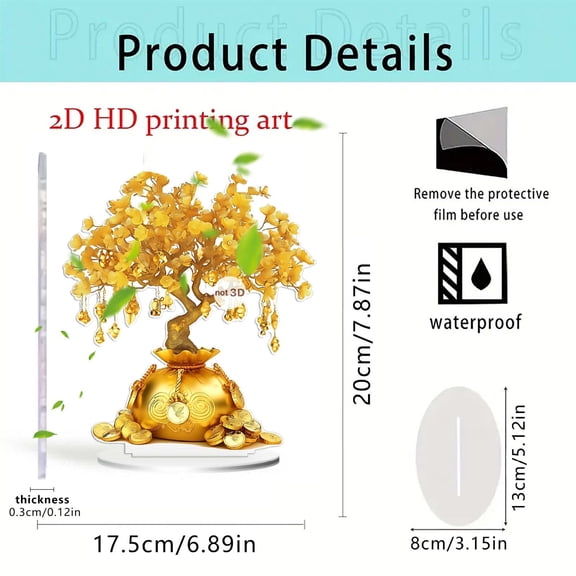 Rkxzt Decorations Golden Money Tree Wealth Decoration Feng Shui Gift for Home Office Prosperity Home Decor|Acrylic,Gold